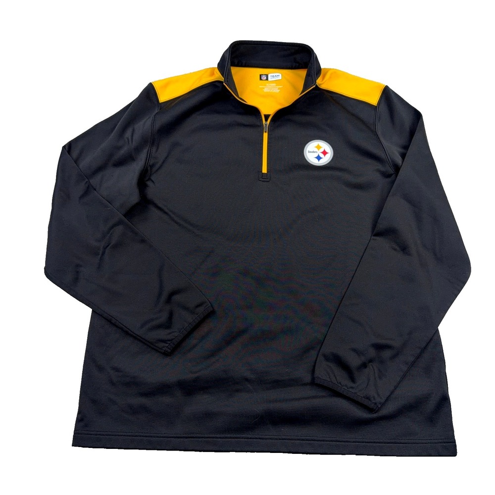 Pittsburg Steelers Sweater Men XL Black Pullover 1/4 Zip Sweatshirt NFL Football